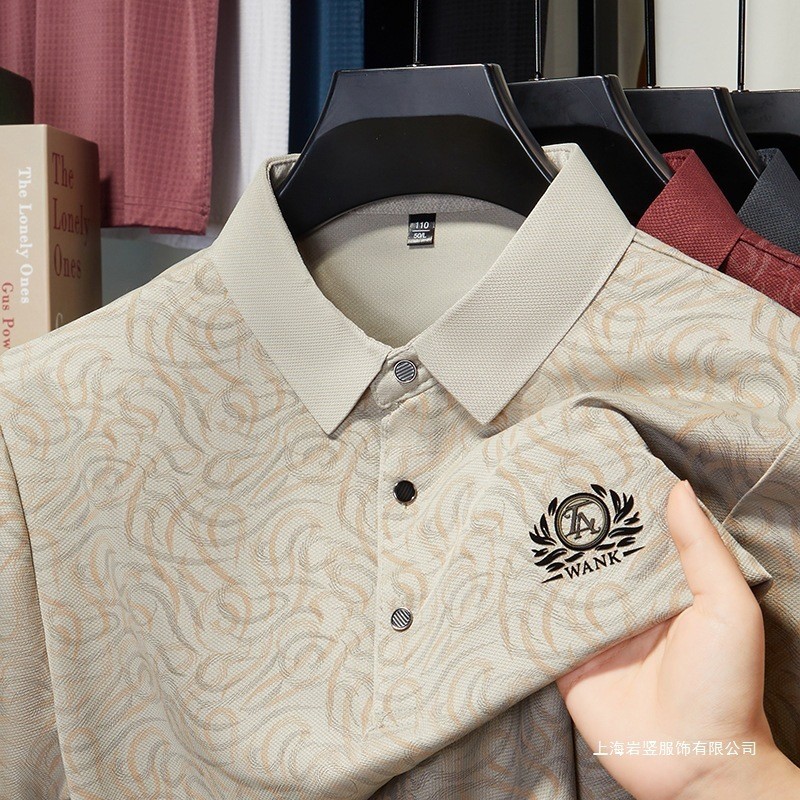 Camisa de manga curta impressa masculina verão lapela meia-idade camisa Casual meia manga estilo fino camisa respirável 