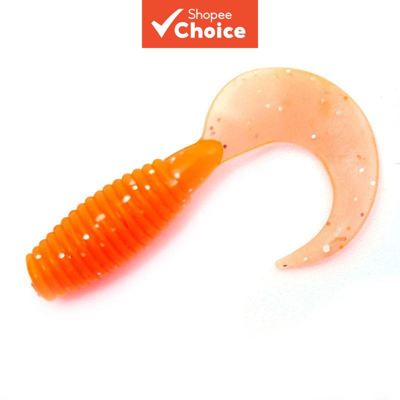 Mini Isca Macia Para Pesca De Raiz , Micro De Cauda Encaracolada Canelada Poço Preto E Baixo Com Gancho De Cabeça De Gab