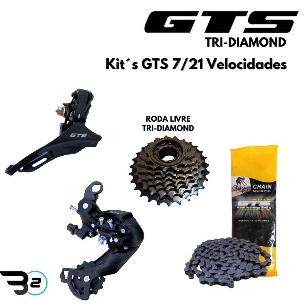 Kit Relação GTS 21 Marchas 7 velocidades c/ opções de Câmbio + Corrente + Passadores + Catraca Bike Mtb Aro 26 29 em Oferta na Shopee