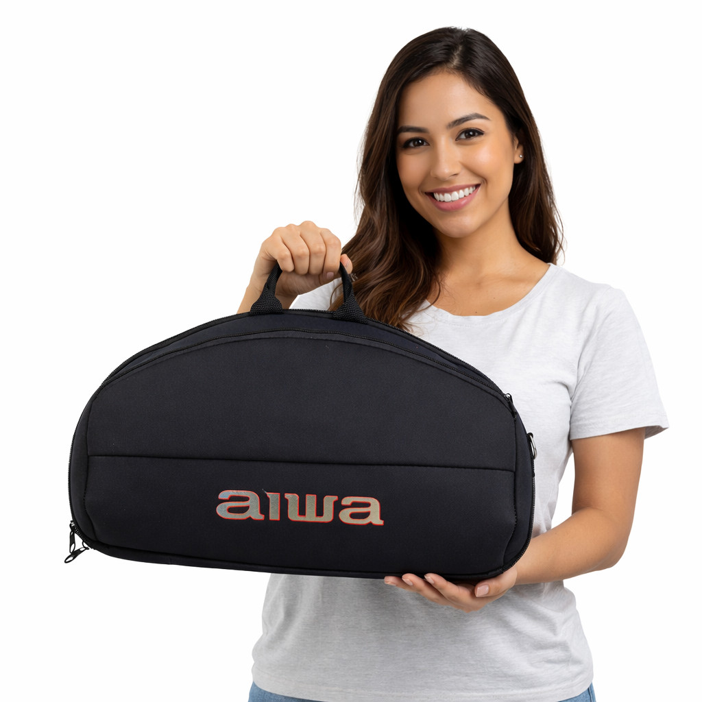 Case pra Boombox Aiwa JBL Resistente a Respingos D'Água Alça Dupla Bolso Externo