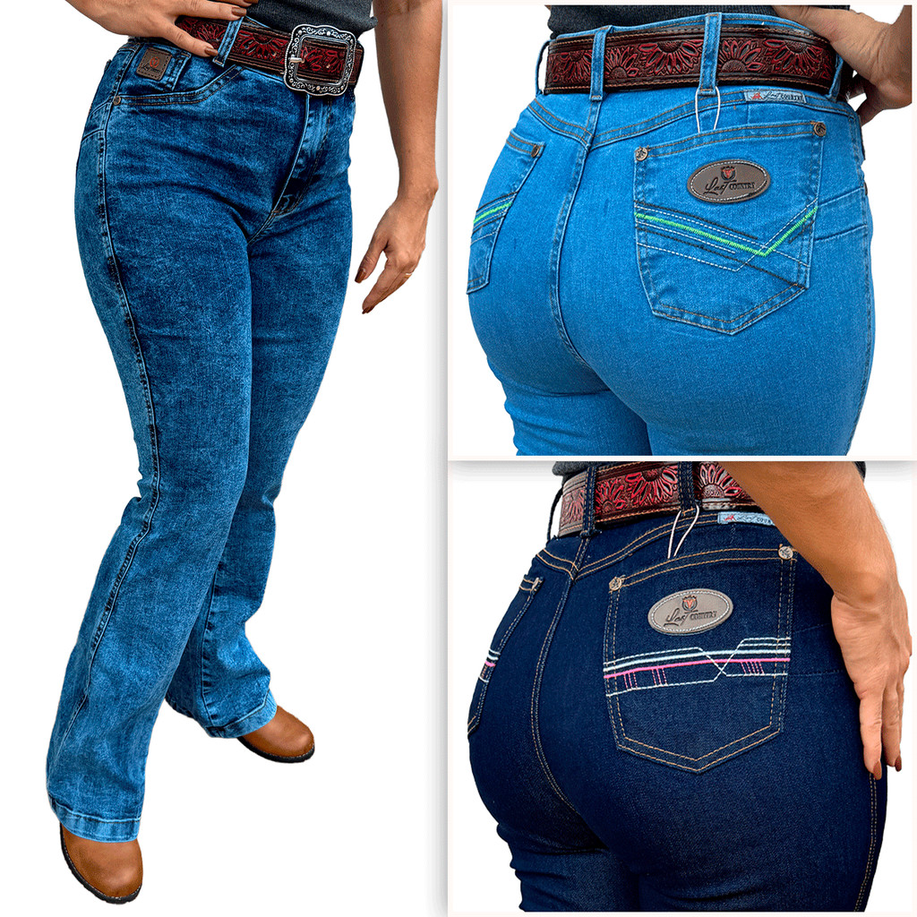 Calça Importada Meia Flare Jeans Feminina Country Elastano em Oferta na Shopee