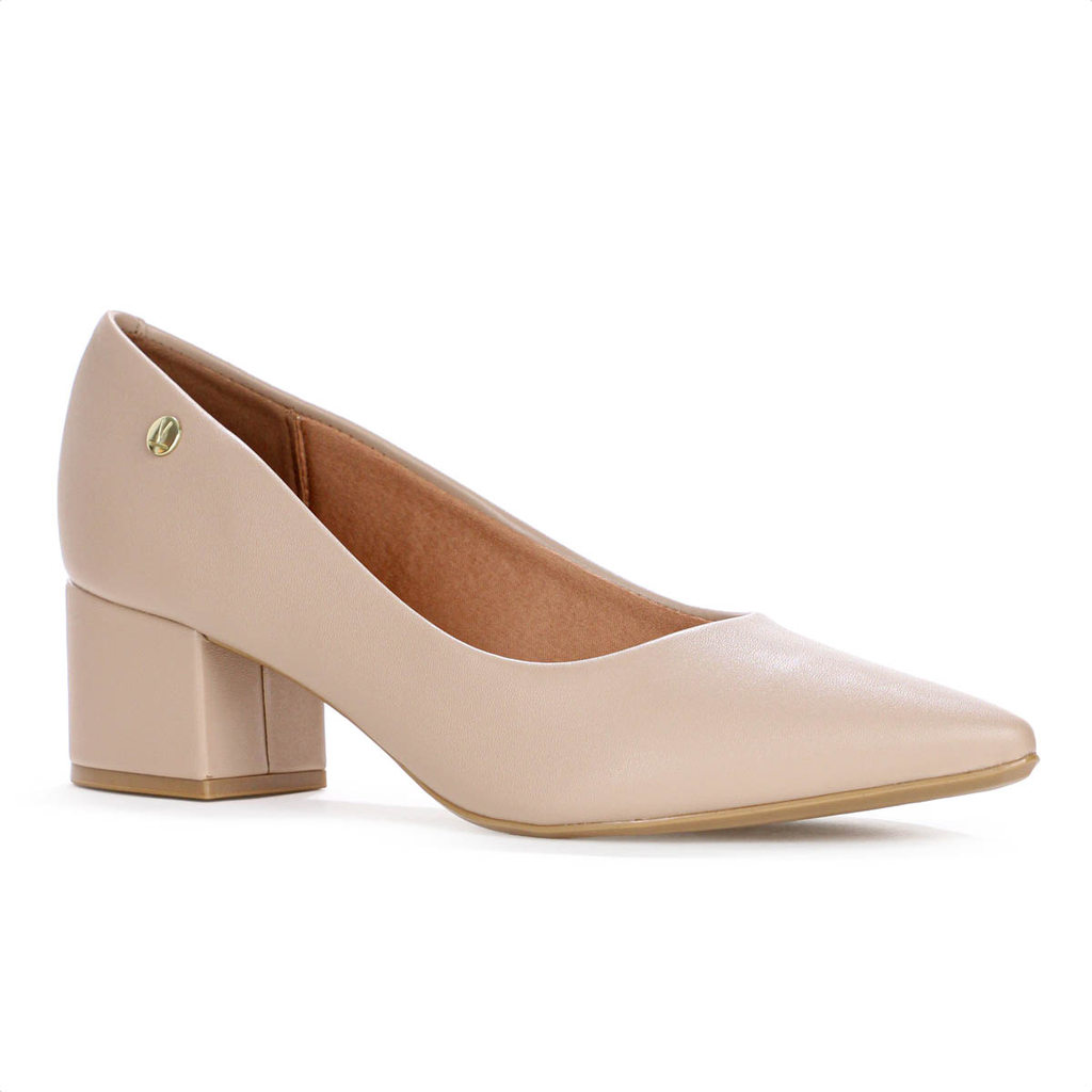 Scarpin Vizzano Pelica Salto Bloco Bege - Feminino