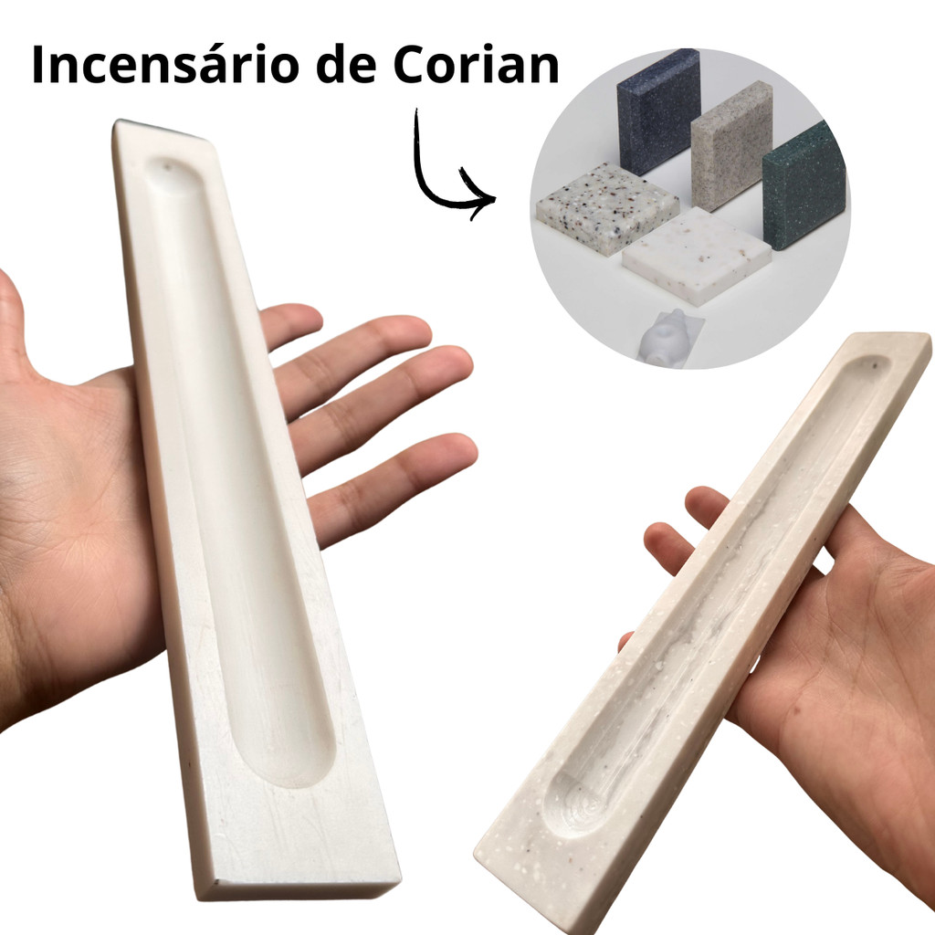 Incensário de Corian® DuPont Original Moderno Não Poroso Higiênico Fácil Limpeza Design Elegante para Vareta e Cone
