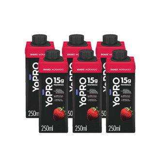 Kit 6 YoPRO Bebida Láctea UHT Morango 15g de proteínas 250ml em Oferta na Shopee