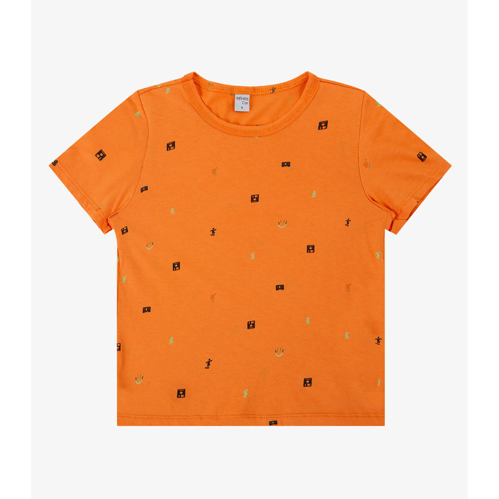 Detalhes do Camiseta Infantil Masculina Infinita Cor Laranja