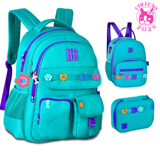 Kit Mochila de Costas Com Estojo e Lancheira Rebecca Bonbon Flower-Clio Style Cor:Verde em Oferta na Shopee