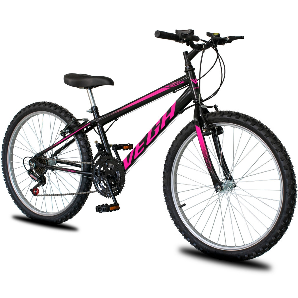 Bicicleta Aço Vega Sport Aro 24 18 Marchas Passeio Freio V-Brake Unissex