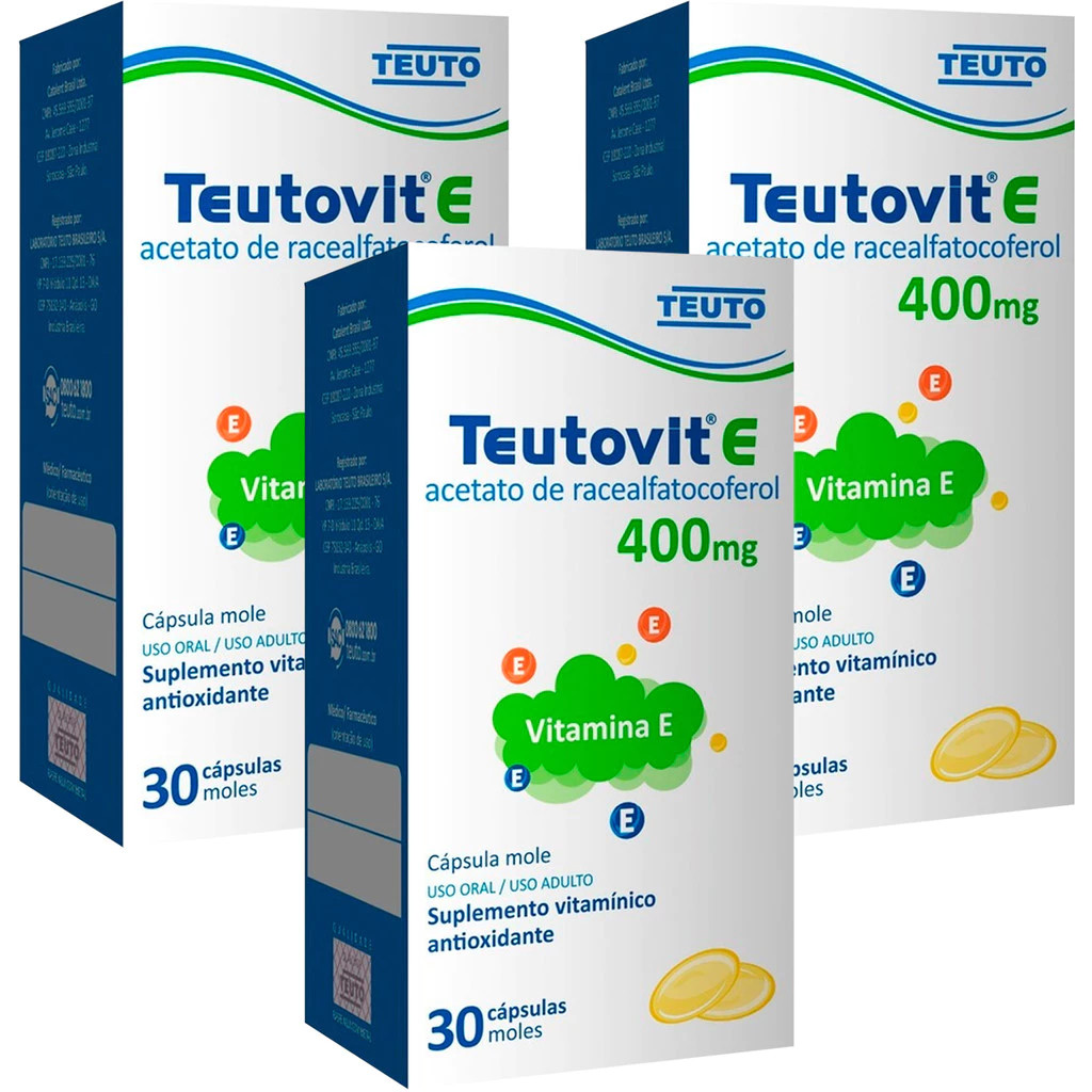 Kit 3 Vitamina E - Teutovit 400 Mg Com 30 Cápsulas Gelatinosas