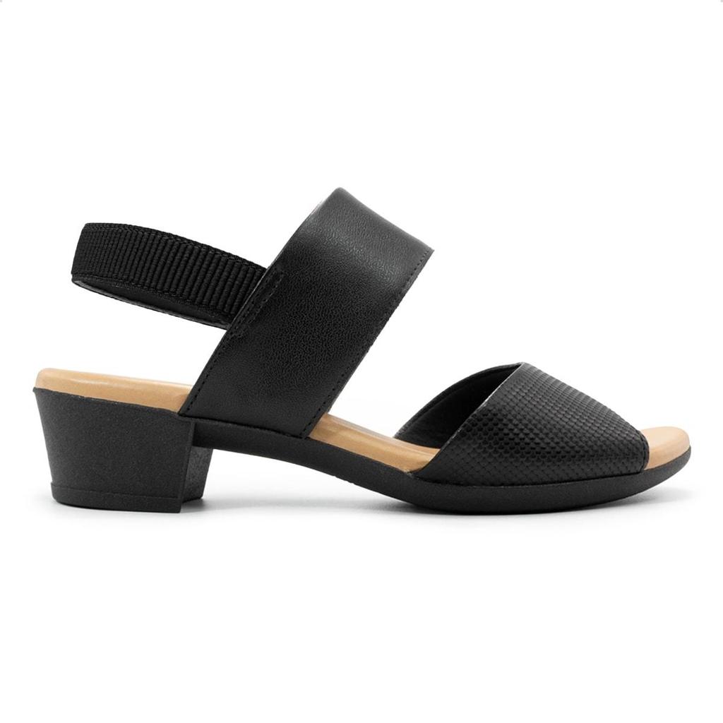 Sandália Usaflex Feminina Couro Salto Bloco Elástico Calcanhar Casual PA02002 em Oferta na Shopee