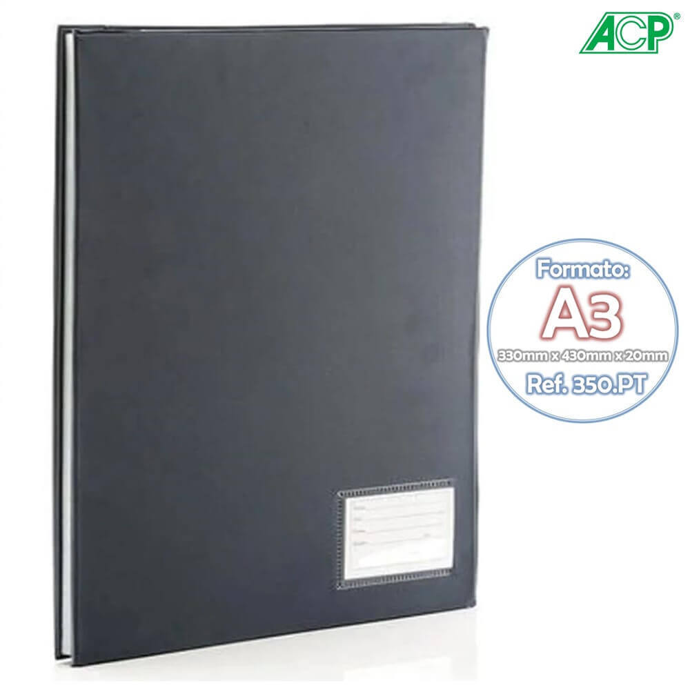 Pasta Catalogo A3 com Visor 50 Envelopes 6 furos Preta (Ref. 350.PT) - ACP 