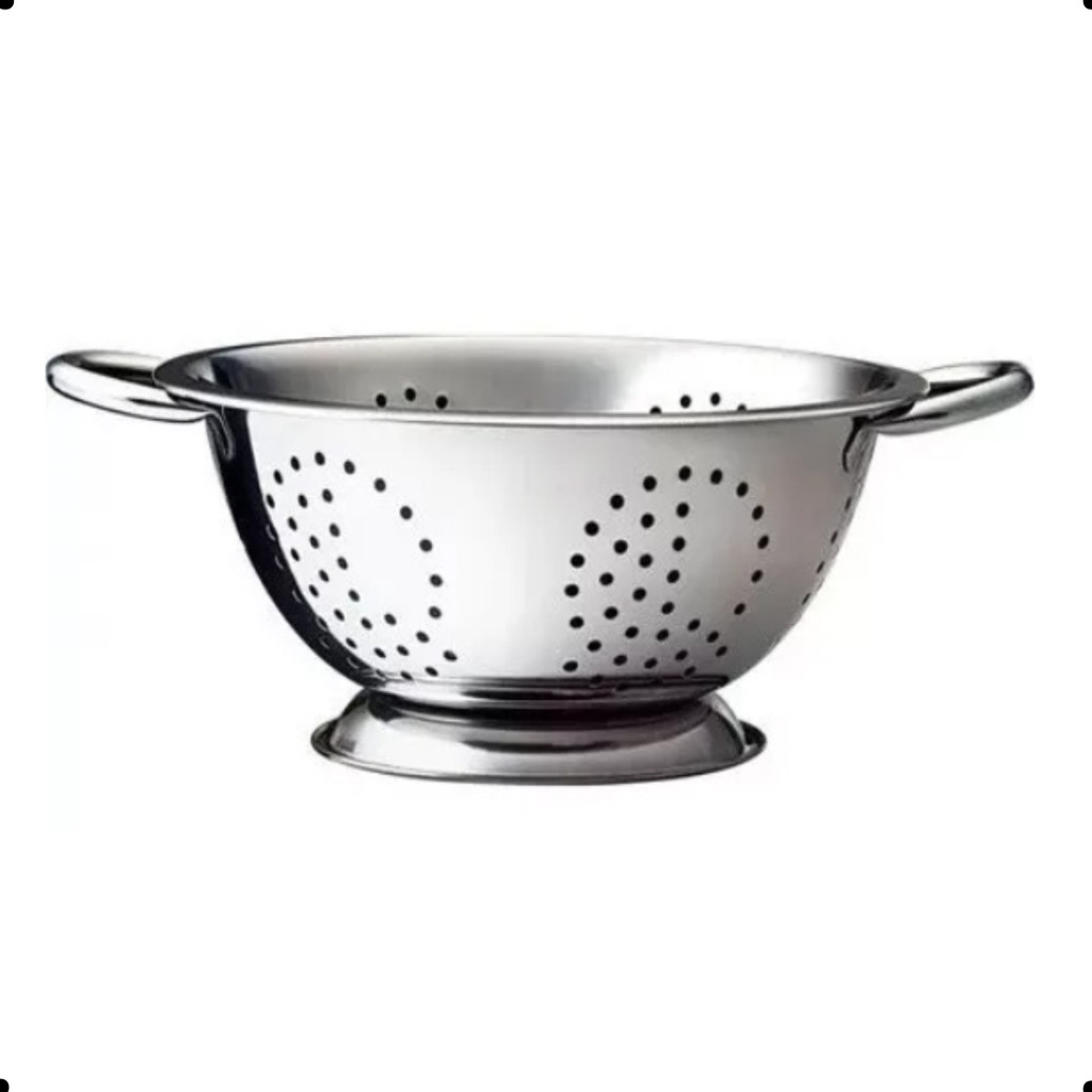 Escorredor de Massa Reforçado com Alça Inox 28 cm - Legumes Verduras Cozinha Casa Alimentos