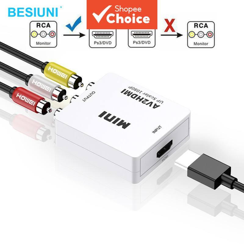 RCA para HDMI AV2HDMI AV para HDMI 1080P RCA Composto CVBS AV para HDMI Conversor de Vídeo Áudio AV2HDMI Porta USB