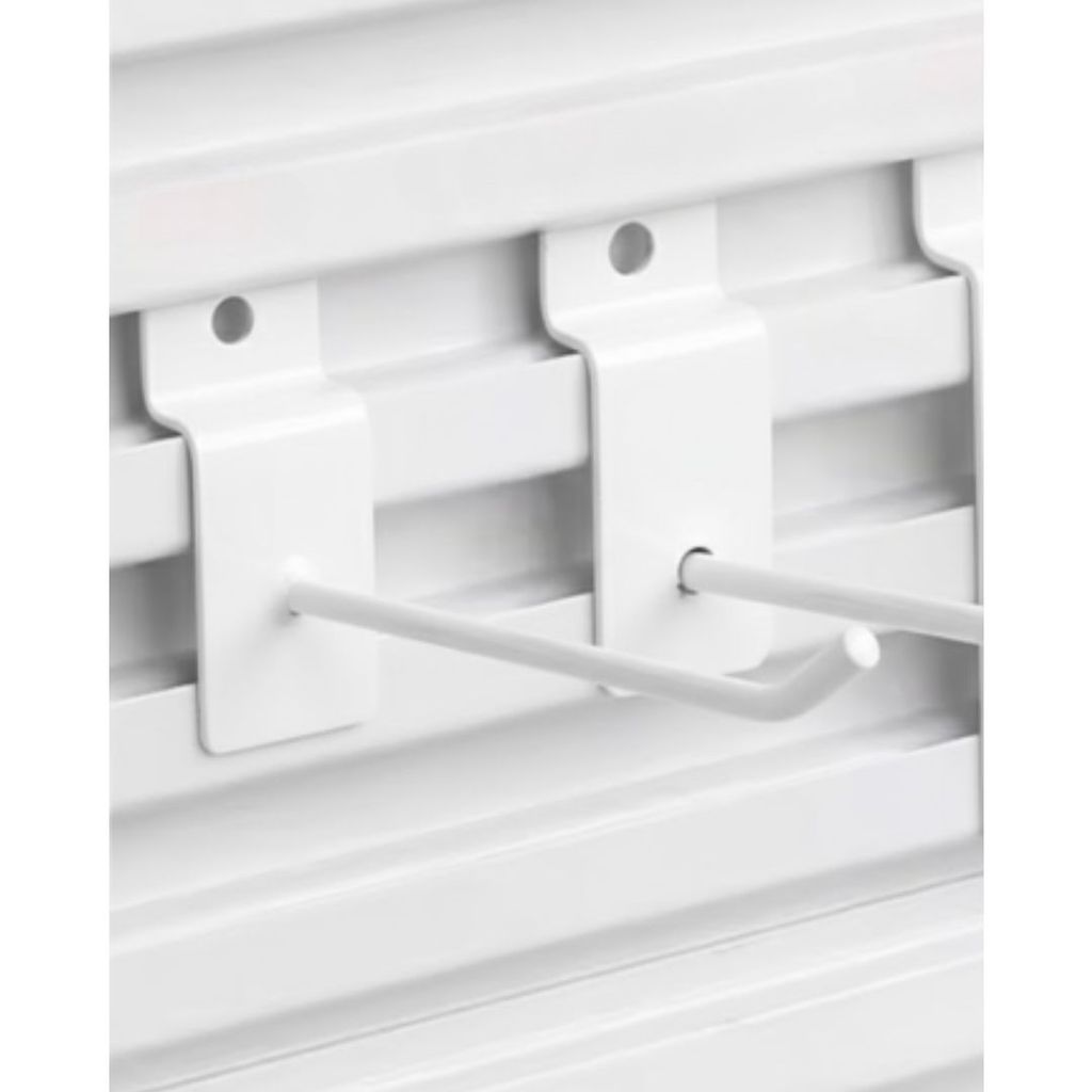 KIT 100 GANCHO PARA PAINEL CANALETADO COR BRANCO 10CM