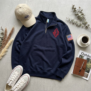 High Street Retro Bandeira Bordado Gola Alta Zíper Moletom Com Capuz y2k Casual Negócios Ao Ar Livre Manga Longa em Oferta na Shopee