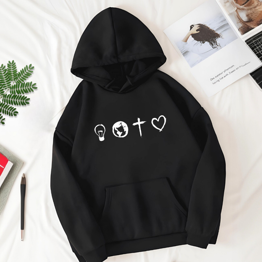 Moletom Estampado Cristão Luz Mundo Cruz Coração Blusa de Frio Unissex Agasalho Gael Shop Flash Modas