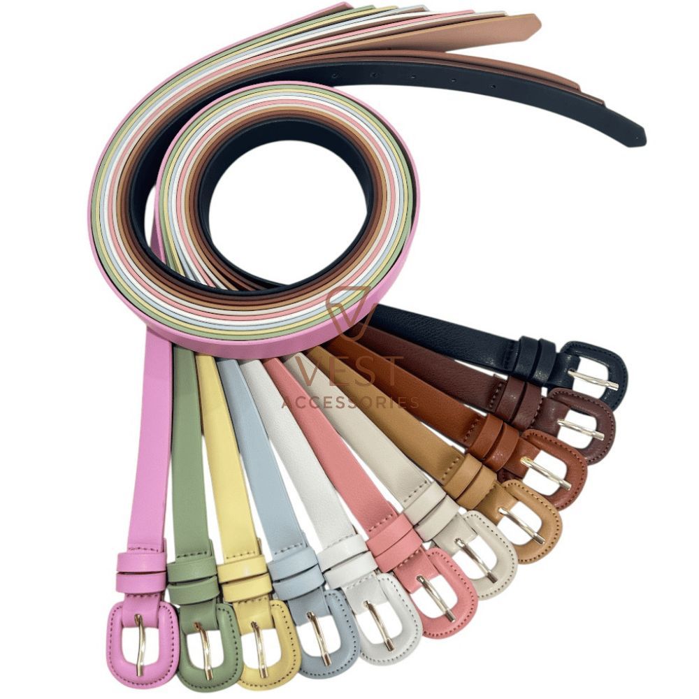 Cinto Fino Feminino Fivela Redonda Encapada Dois Passantes em Oferta na Shopee