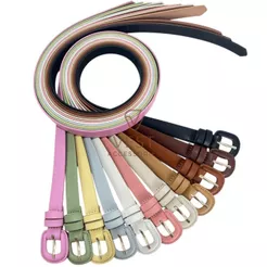 Cinto Fino Feminino Fivela Redonda Encapada Dois Passantes