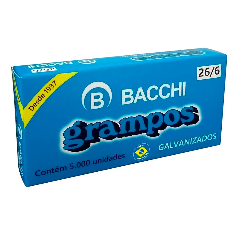 Grampo galvanizado 26/6 com 5000 unidades Bacchi