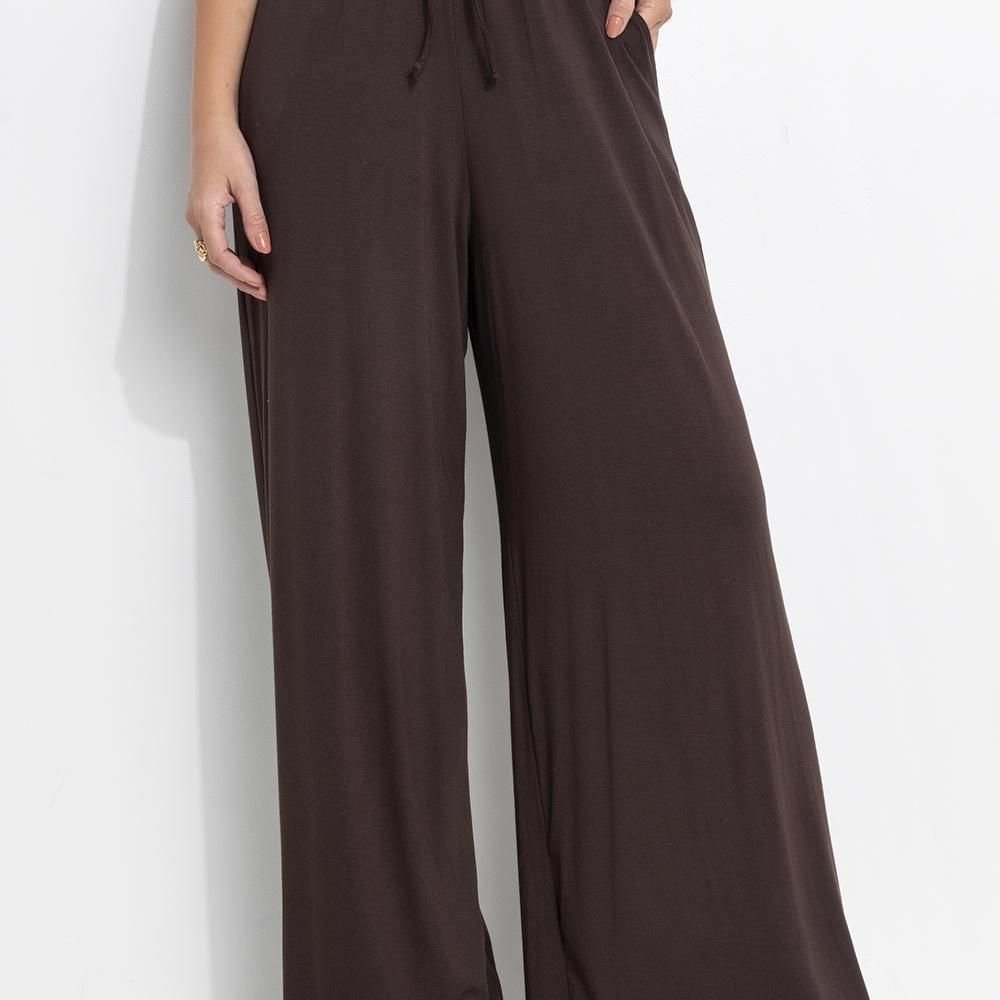 Calça Em Malha De Viscose Marrom Quintess