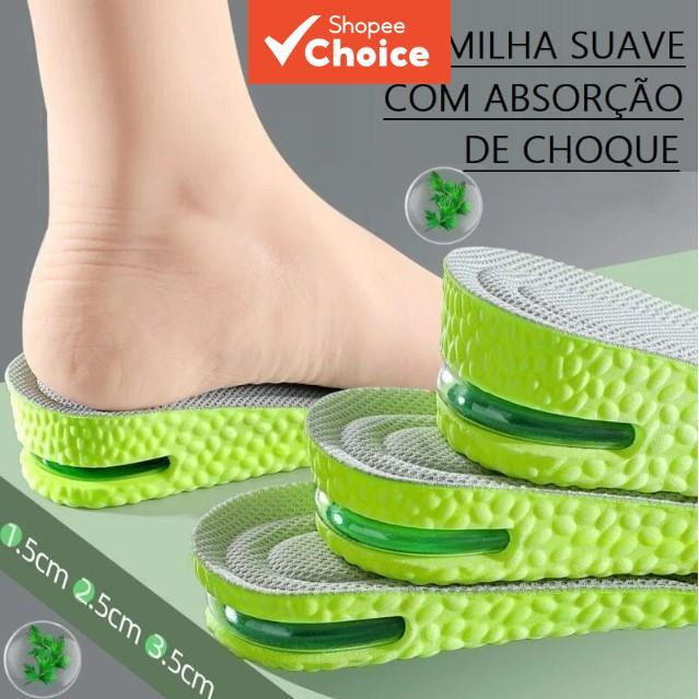 Par de Palmilha de Aumento de Altura com Almofada de Ar Amortecedor de Choque Palmilhas Esportivas Respiráveis