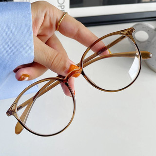 Óculos Unissex com Lentes Transparentes Redondas Anti-Luz Azul para Mulheres