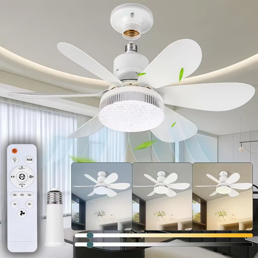 Ventilador de Teto Retrátil Lâmpada 3 Cores Silencioso 80W Pás Design Sofisticado Bivolt em Oferta na Shopee