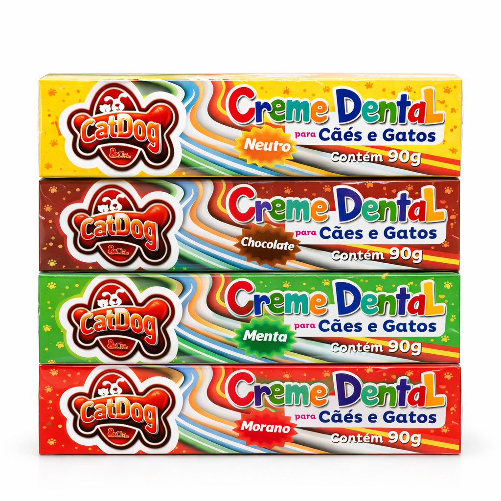 Creme Dental Cães e Gatos Sabores Antialérgico Higiene Bucal Pets 90g Dia a Dia Promoção Bem Estar