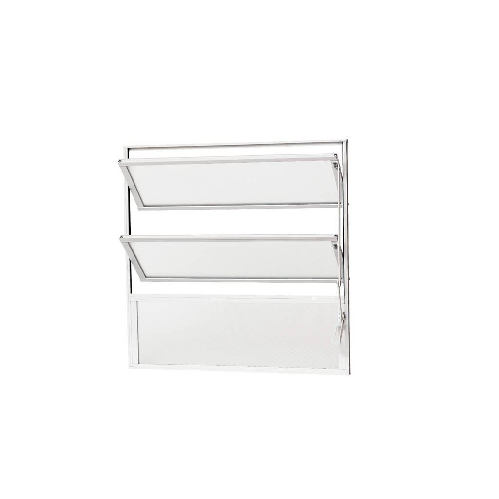 Janela Basculante 2 Básculas Alumínio Branco 60x60 Vidro Boreal Vitrô Banheiro