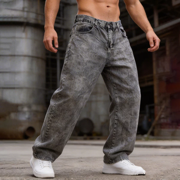 Calça Jeans Balão Unissex Masculinos E Femininos Boca Larga Preto Estonado wide leg