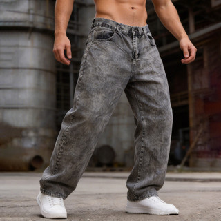 Calça Jeans Balão Unissex Masculinos E Femininos Boca Larga Preto Estonado wide leg