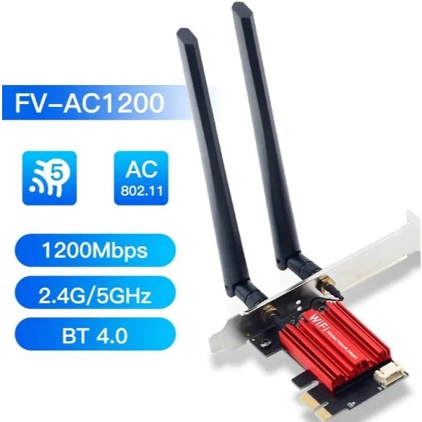 Placa de Rede WiFi Dual Band 1200Mbps 2.4GHz 5GHz + Bluetooth 4.0 Alta Performance