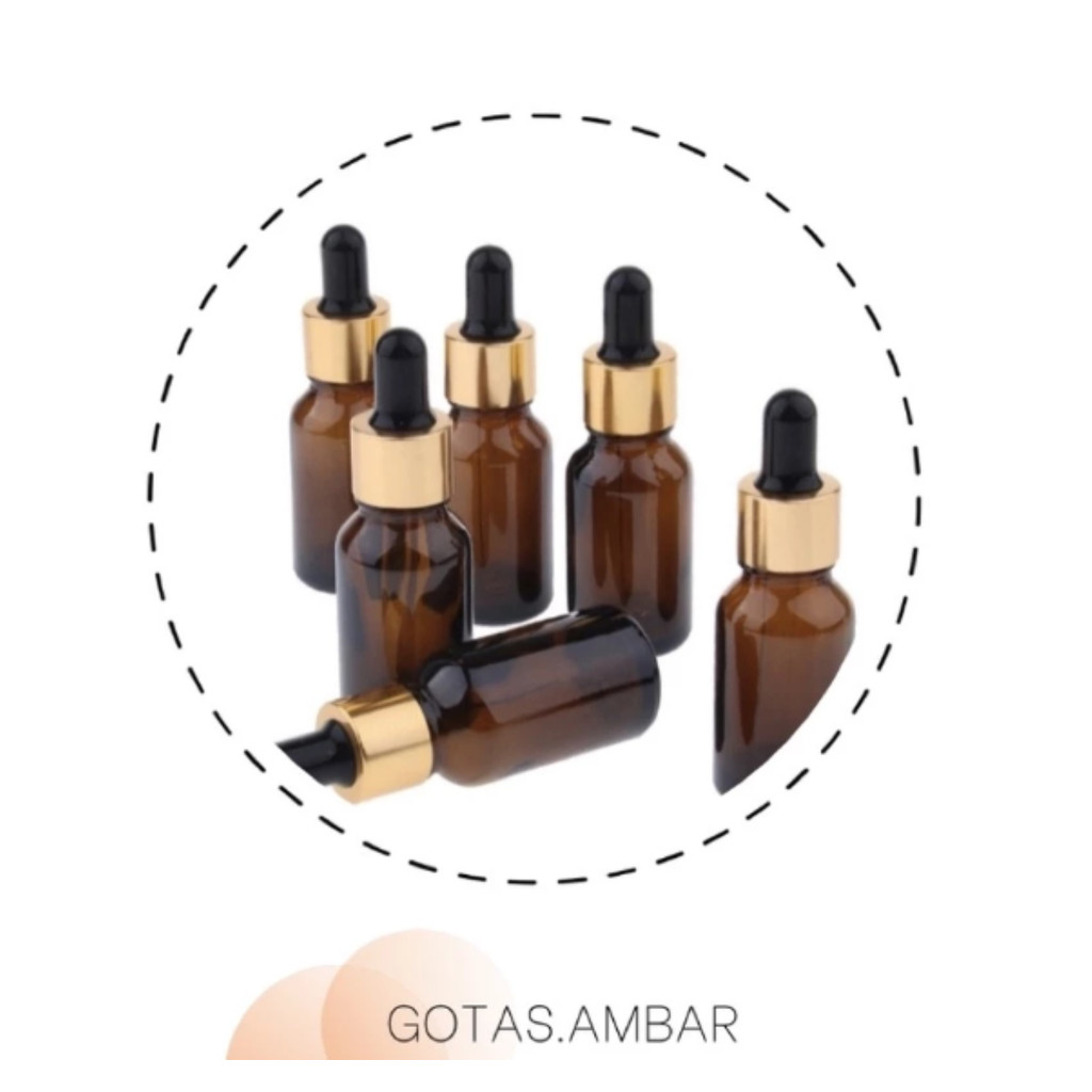 Conta Gotas 10un Vidro Ambar 10ml Gotejador Dourado Bulbo Canula Aromaterapia