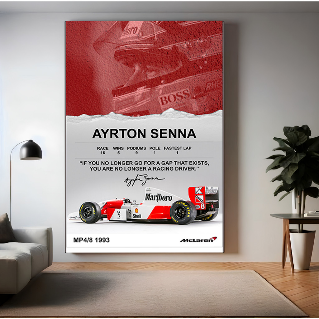 Quadro Decorativo Ayrton Senna Motivacional Fórmula 1 Carros Para Sala Quarto Escritório