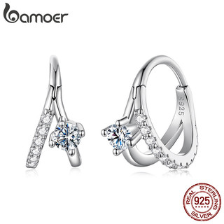 Brincos De Argola De Prata Esterlina 925 Bamoer , Camada Dupla , Design De Moissanite , Joias , Presentes Para Mulheres