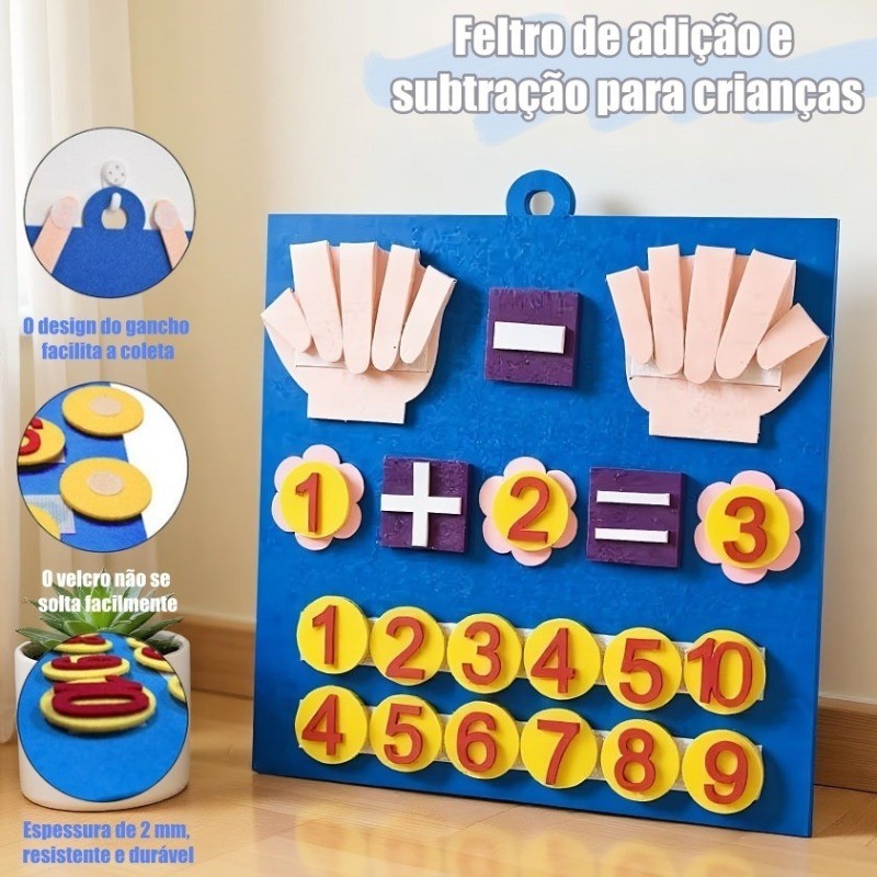 Brinquedos Matemáticos 30x30cm Educativo acessórios infantil números de dedos placa de conjunto de Colagem