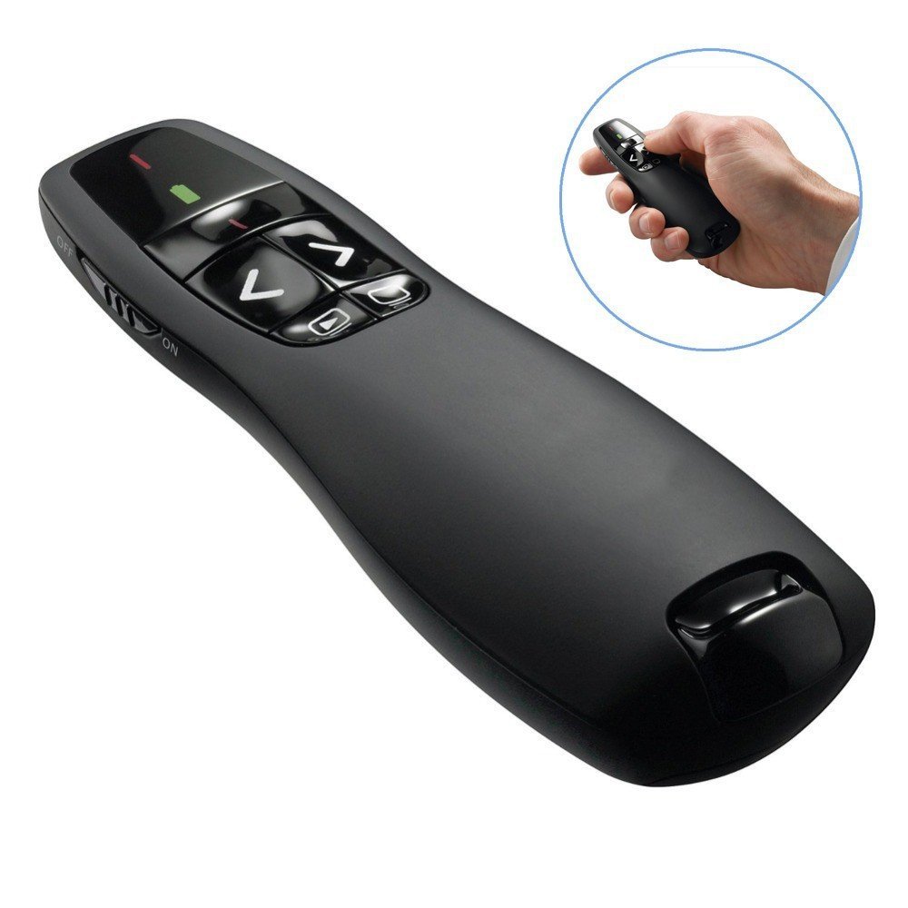Apresentador Sem Fio USB R400 2.4GHZ com Caneta Laser e Alcance de 30M para PPT