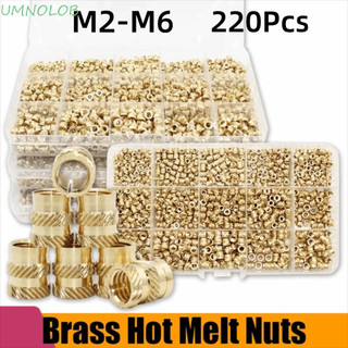 UMNOLOB 220 Unidades De Porcas De Inserção Térmica De Latão , De Conjunto De Calor M2 M2.5 M3 M4 M5 M6 , Design Rosquea