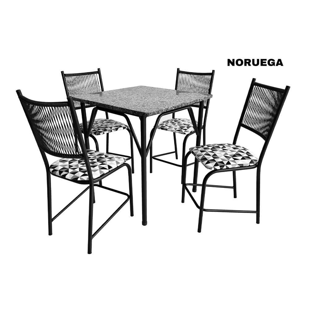 Mesa de Jantar Quadrada Famais Noruega com 4 Cadeiras