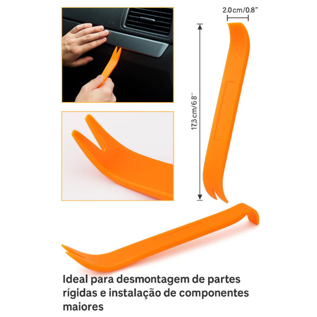 Kit Com 4 Espátulas Plásticas Remoção Painel Forro Porta Carro Molduras Frisos Acabamento Veicular ZEM