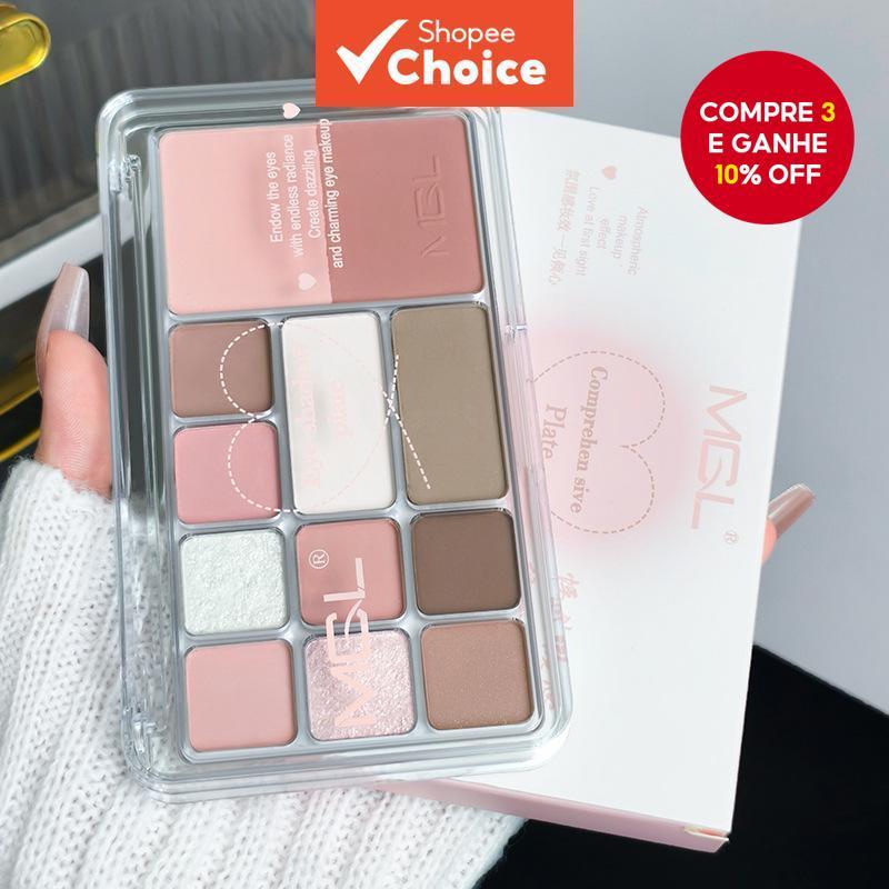 MGL Paleta Completa de Doze Cores Outono Inverno Maquiagem Leve Contorno Blush Sombra Paleta Três em Um em Oferta na Shopee