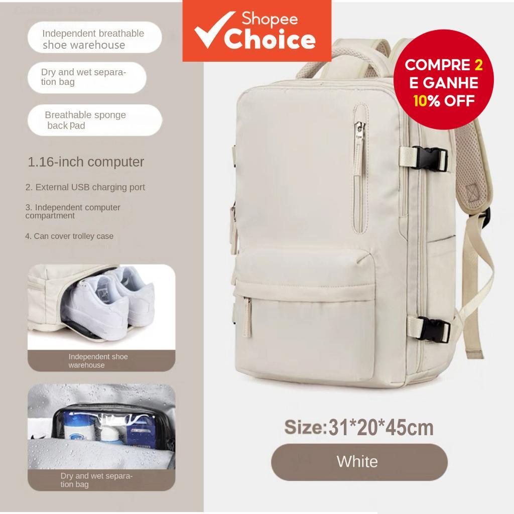 Mochila de Viagem Feminina | Multifuncional, Resistente à Água, Bolsa para Laptop Expansível, Design Reforçado