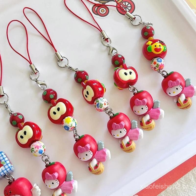 [largeloohg] Kawaii Hello Kitty Alça De Corrente De Telefone Anime Sanrio KT Cat Charm Pingente Capa De Fone De Ouvido P