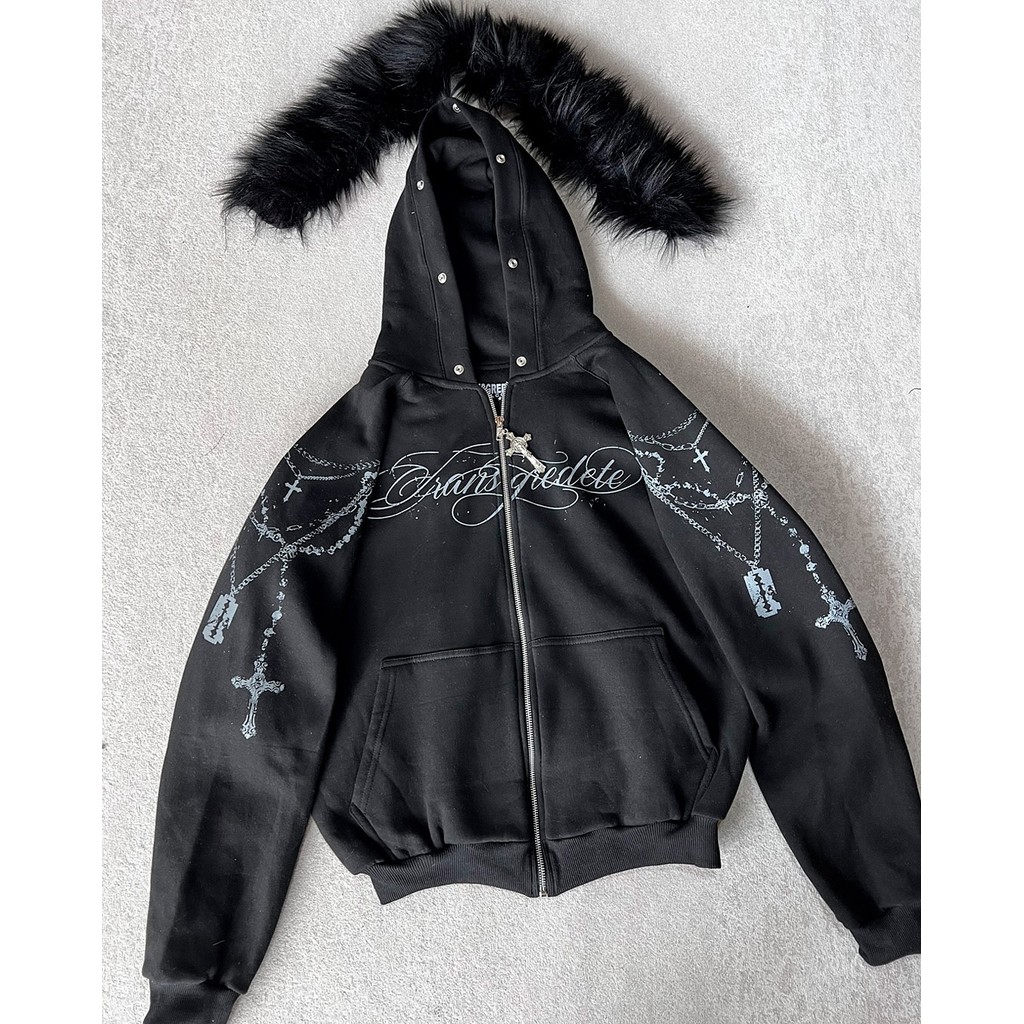 Y2K Fashion Nova Jaqueta Com Capuz Da Moda Hip-hop Design De Gola De Pele Removível Para Calor E Conforto De Inverno