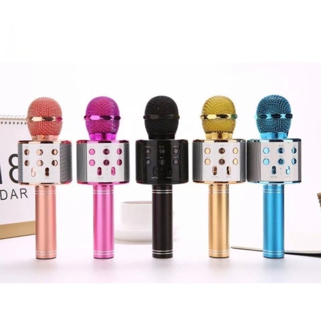 Microfone Karaokê Bluetooth Efeito De Voz Recarregavel Sem Fio WS-858 em Oferta na Shopee