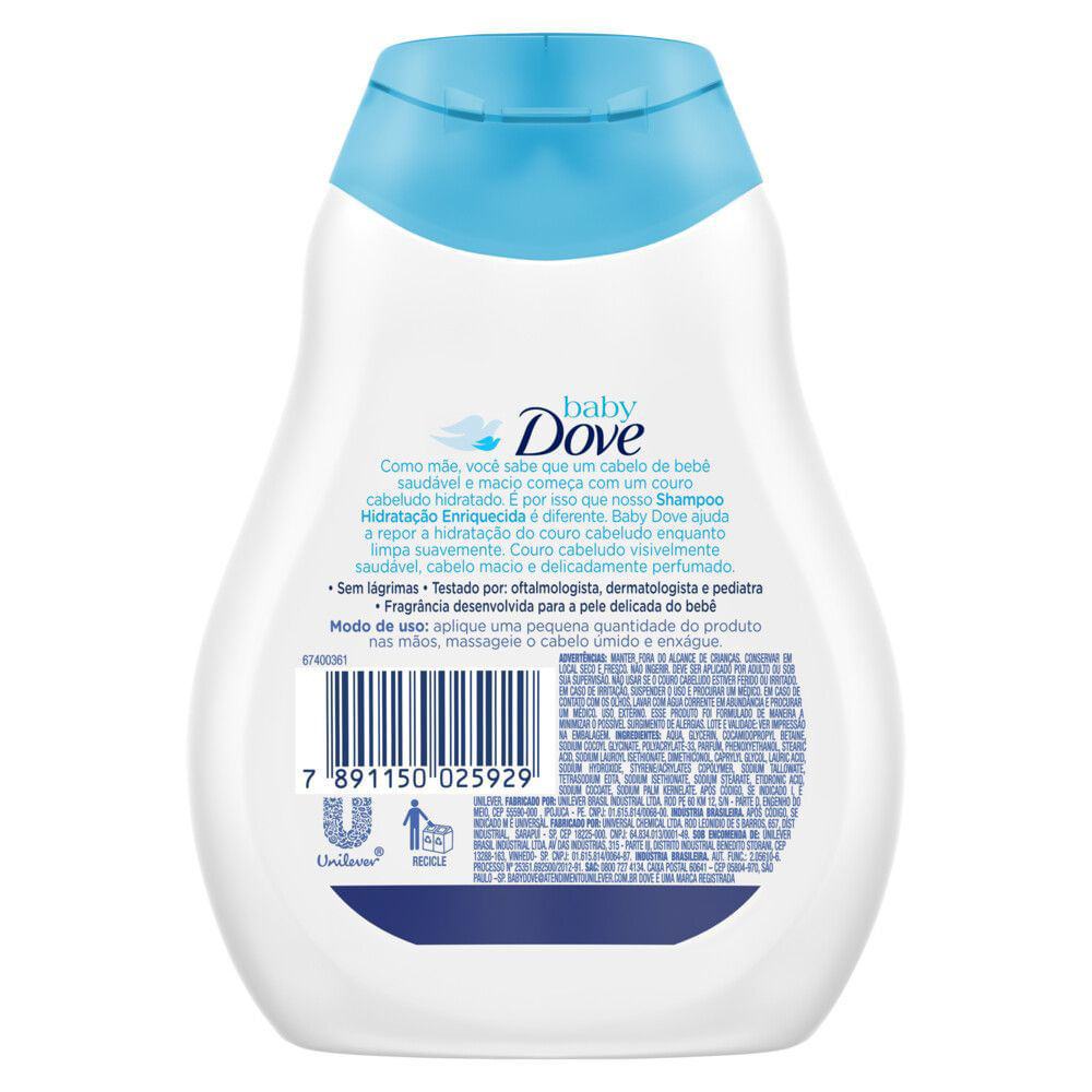 Detalhes do Shampoo Dove Baby Hidratação Enriquecida 200ml