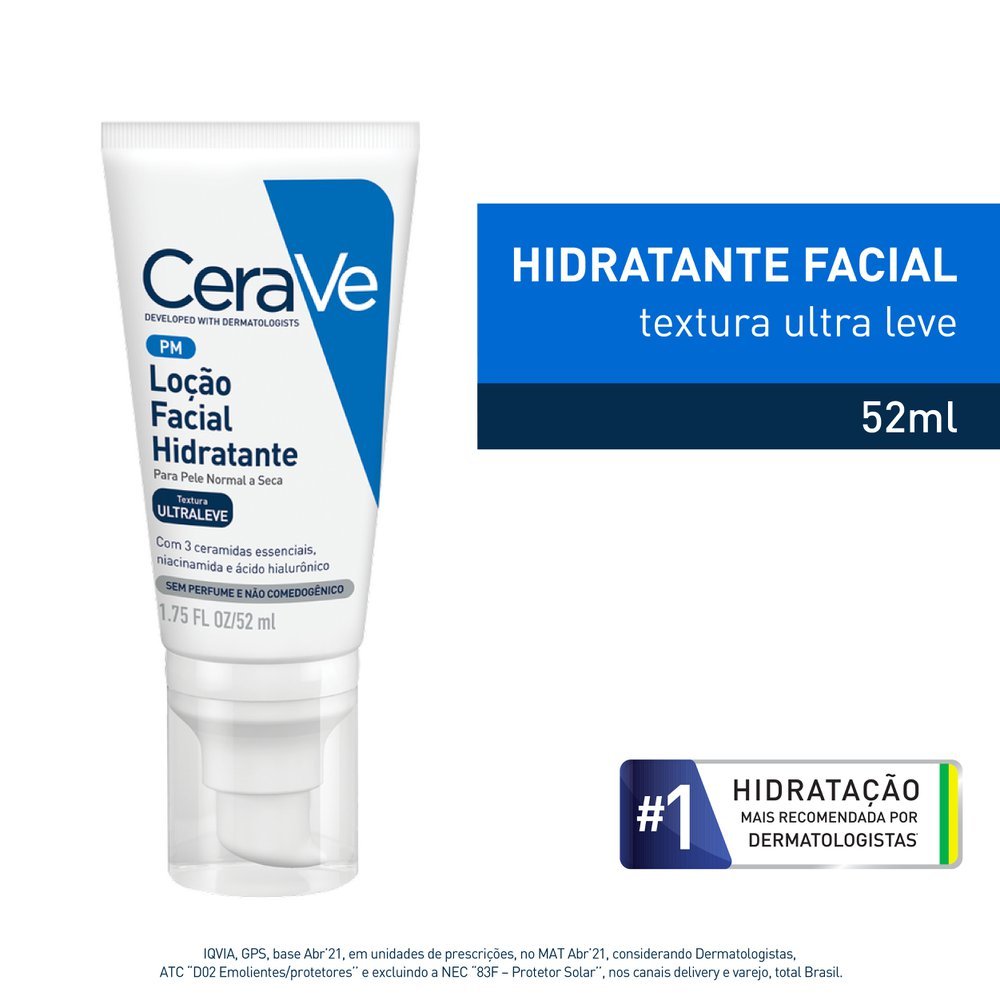 Detalhes do CeraVe Loção Facial Hidratante Pele Normal a Seca 52ml