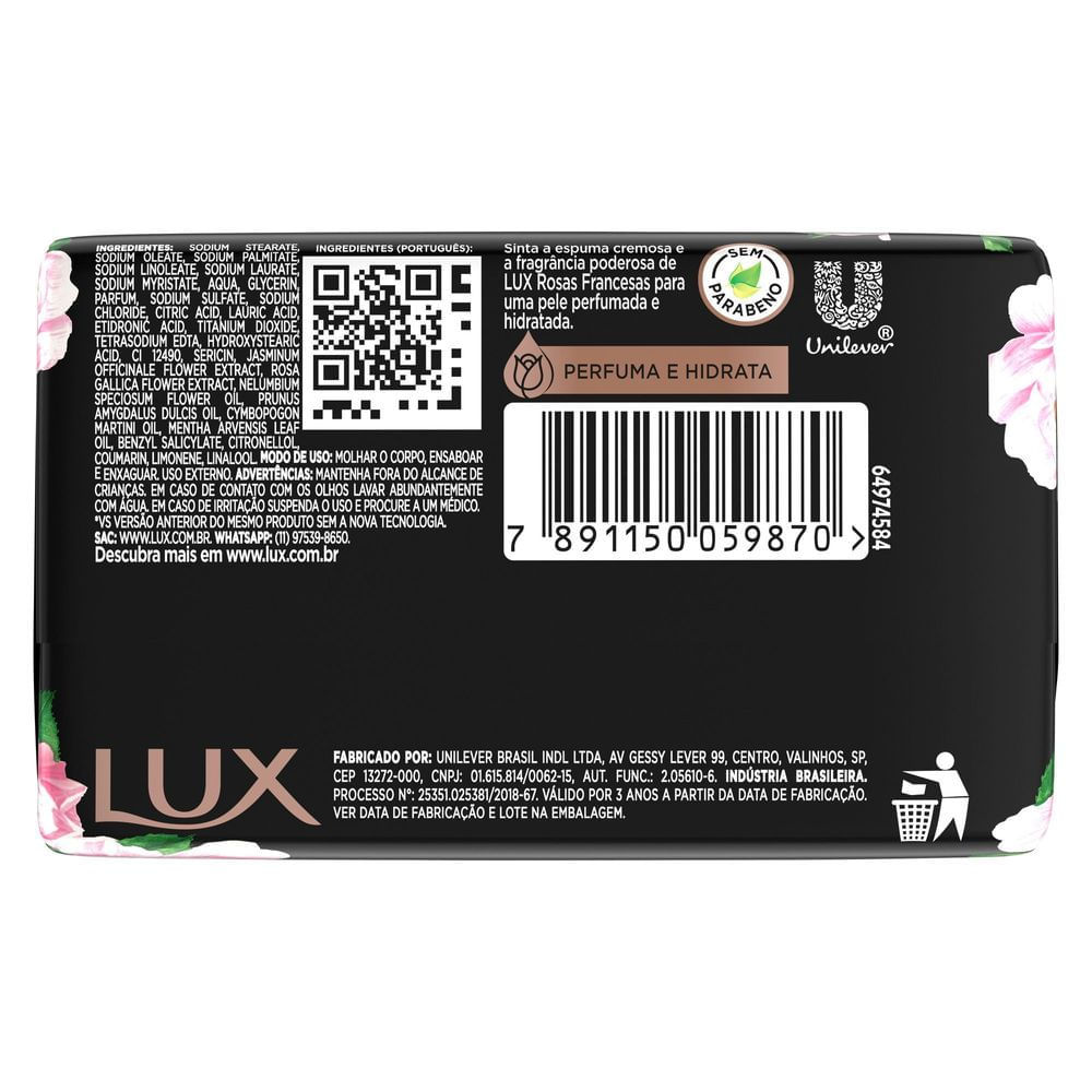 Detalhes do Sabonete em Barra Lux Botanicals Rosas Francesas 85g