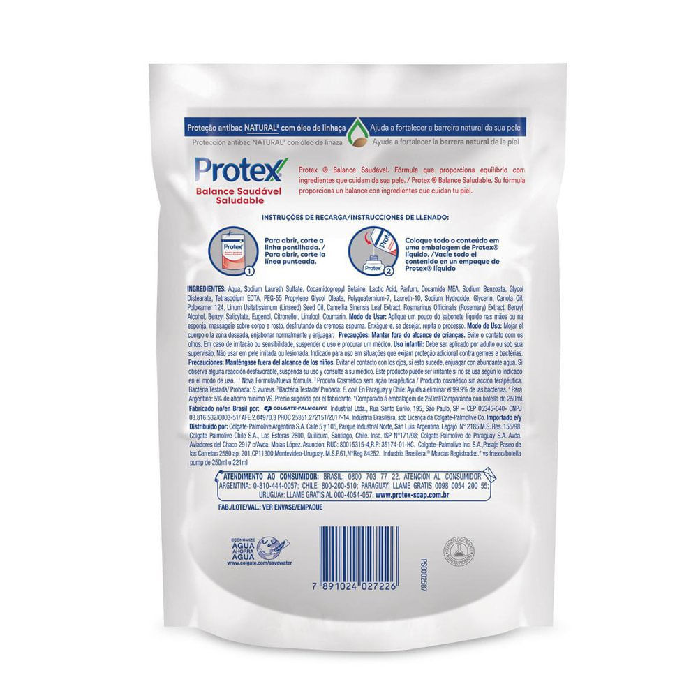 Detalhes do Sabonete Líquido Protex Balance Refil com 200ml