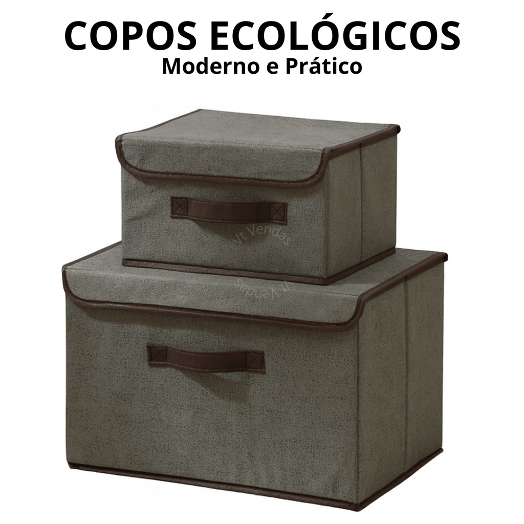 Kit 2 Caixas de Armazenamento Organizadora Dobrável De Tecido TNT Para Roupas Objetos e Brinquedos