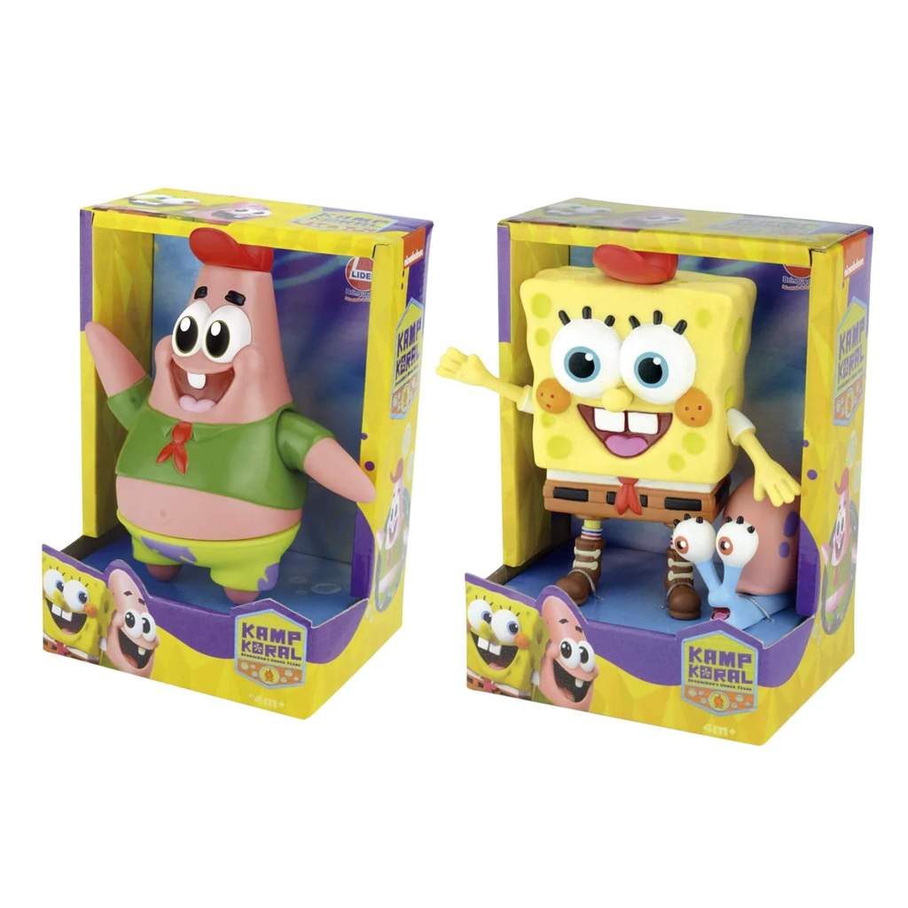 Kit Bonecos Bob Esponja: Bob Esponja com Gary + Patrick Estrela em Vinil Atóxico